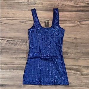 Blue sequined tank